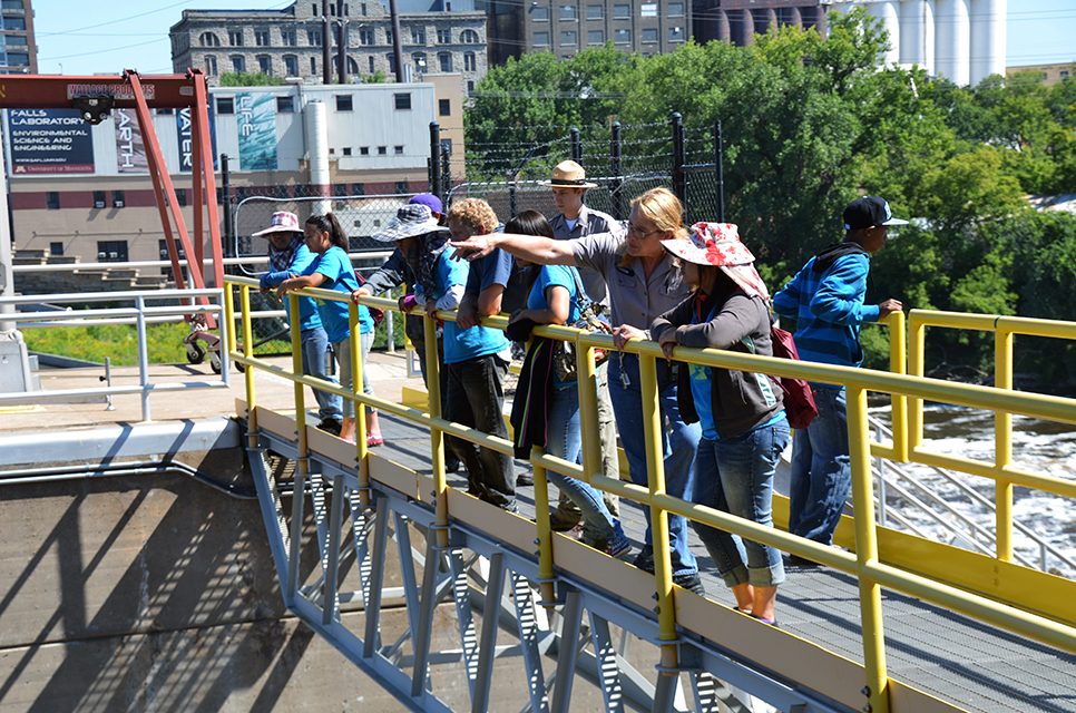 Lock operator gives a tour at Upper St. Anthony Falls Lock and Dam